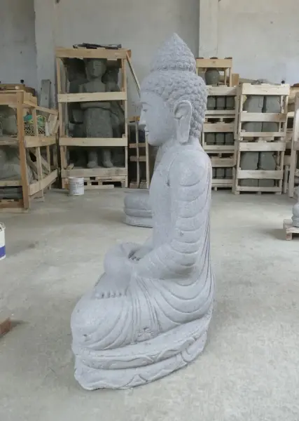 Product image 5 of the product “Seated Buddha made of Riverstone in Dhyana position - gesture of meditation, H.102 cm, natural. ”
